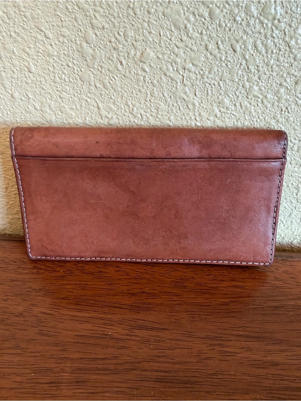 Tooled Leather Wallet with Turquoise Inlay - Picture 2 of 3